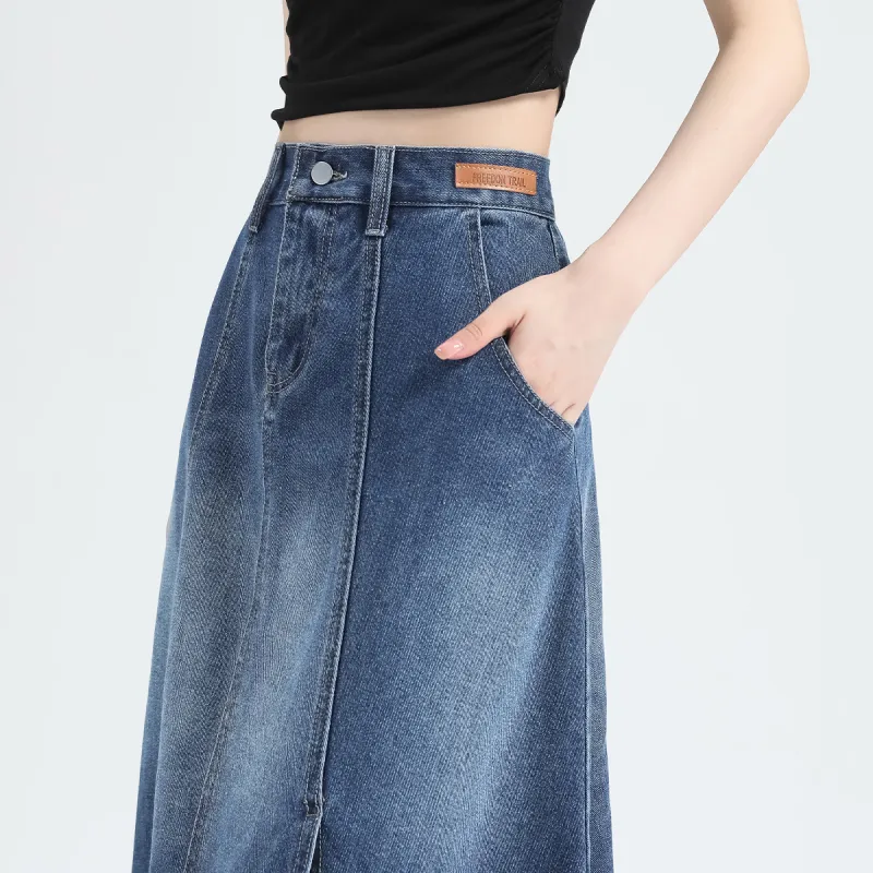 JEANSWEST Denim Long Skirt Women's-4