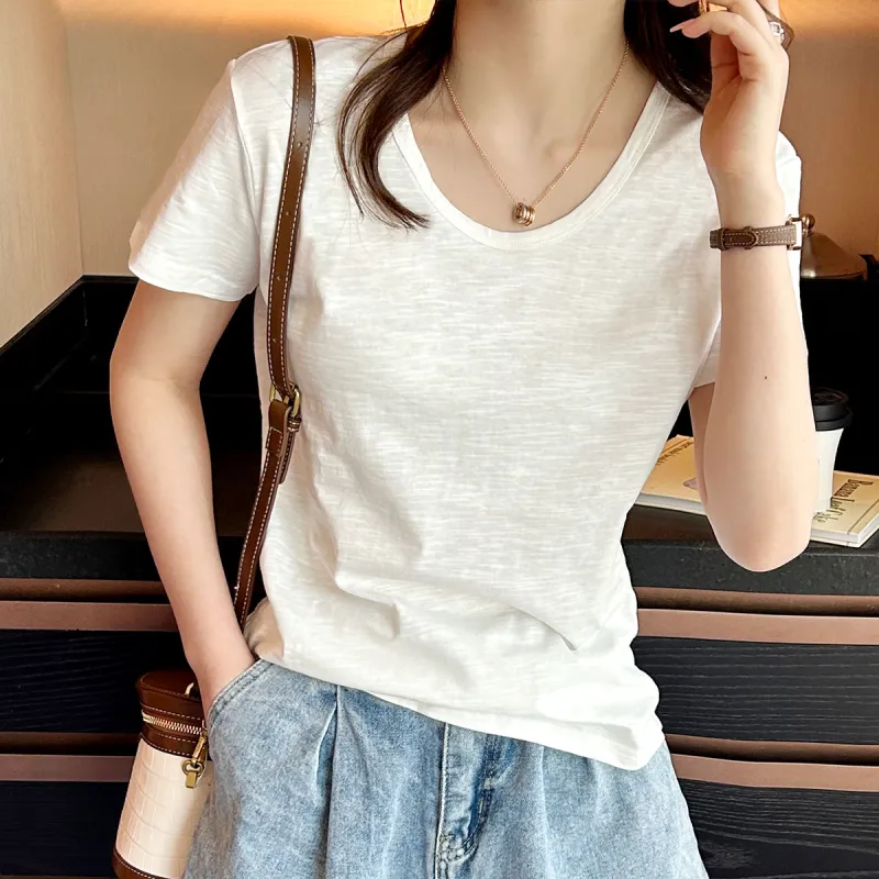JEANSWEST T Shirt Summer Women's Pure White-3