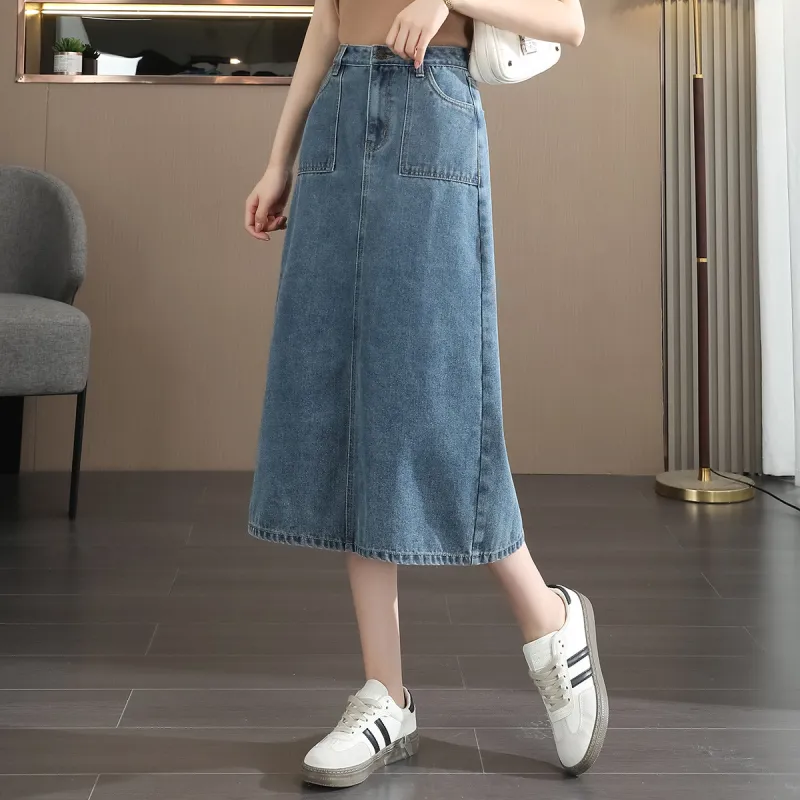 JEANSWEST Denim Long Skirt Women's-4