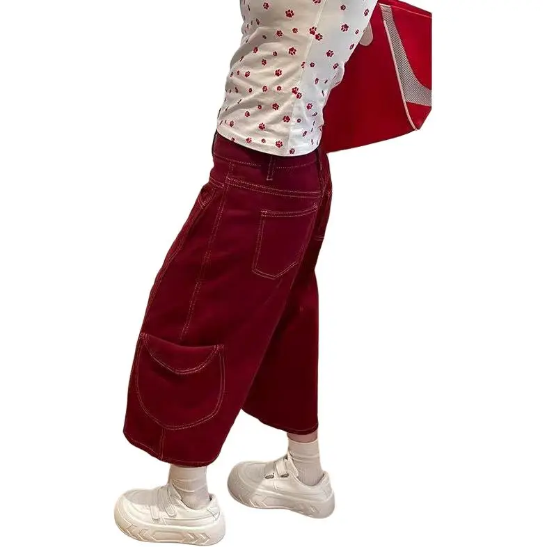 MORii Denim Shorts Unisex Red-4