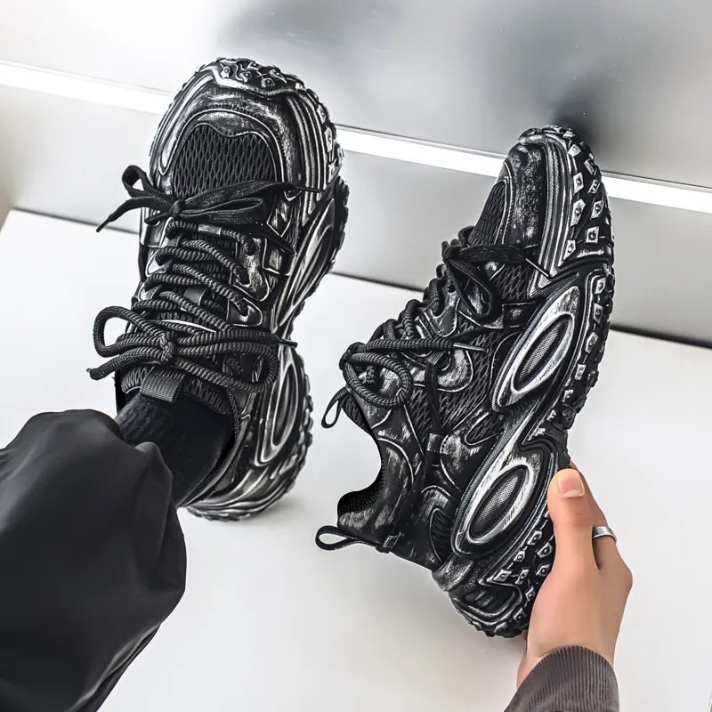 Colorful Creations Slip Resistant, Abrasion Resistant, Breathable, Lightweight Low Top Chunky Sneakers Men's-2