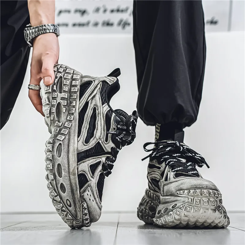 Colorful Creations Slip Resistant, Abrasion Resistant, Breathable Low Top Chunky Sneakers Men's-2