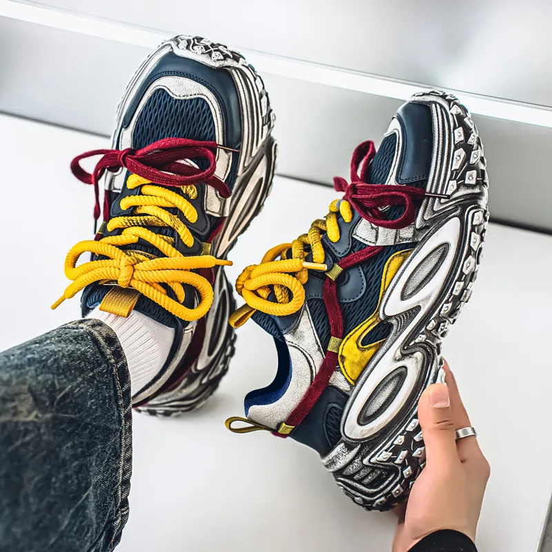 Colorful Creations Slip Resistant, Abrasion Resistant, Breathable, Lightweight Low Top Chunky Sneakers Men's-13