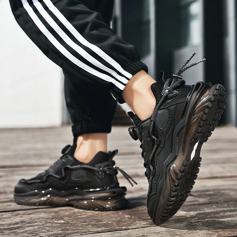 Colorful Creations Slip Resistant, Abrasion Resistant, Breathable Low Top Chunky Sneakers Men's Black-2