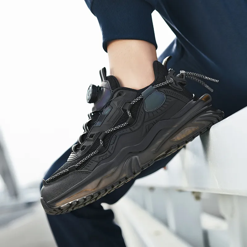 Colorful Creations Slip Resistant, Abrasion Resistant, Breathable Low Top Chunky Sneakers Men's Black-5