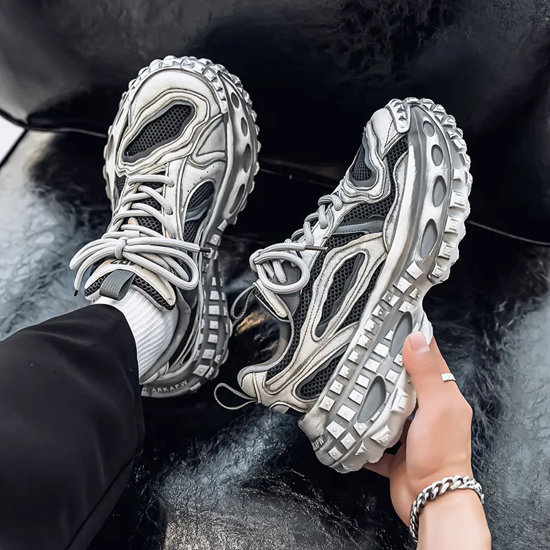 Colorful Creations Slip Resistant, Abrasion Resistant, Breathable Low Top Chunky Sneakers Men's-9