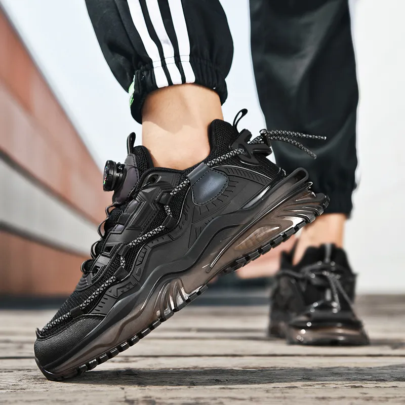 Colorful Creations Slip Resistant, Abrasion Resistant, Breathable Low Top Chunky Sneakers Men's Black-3