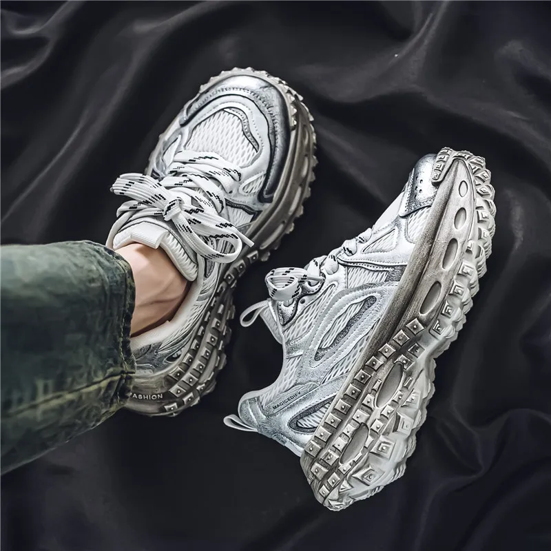 Colorful Creations Slip Resistant, Abrasion Resistant, Breathable Low Top Chunky Sneakers Men's-12