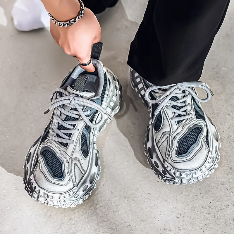 Colorful Creations Slip Resistant, Abrasion Resistant, Breathable Low Top Chunky Sneakers Men's-7