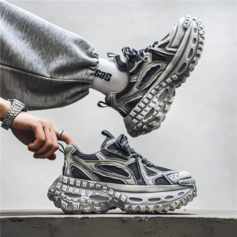 Colorful Creations Slip Resistant, Abrasion Resistant, Breathable Low Top Chunky Sneakers Men's-8