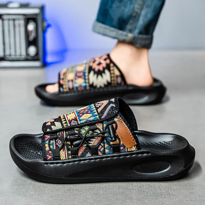 Colorful Creations EVA Stitching Quiet, Slip Resistant, Quick Dry Slide Slippers Men's Box-1