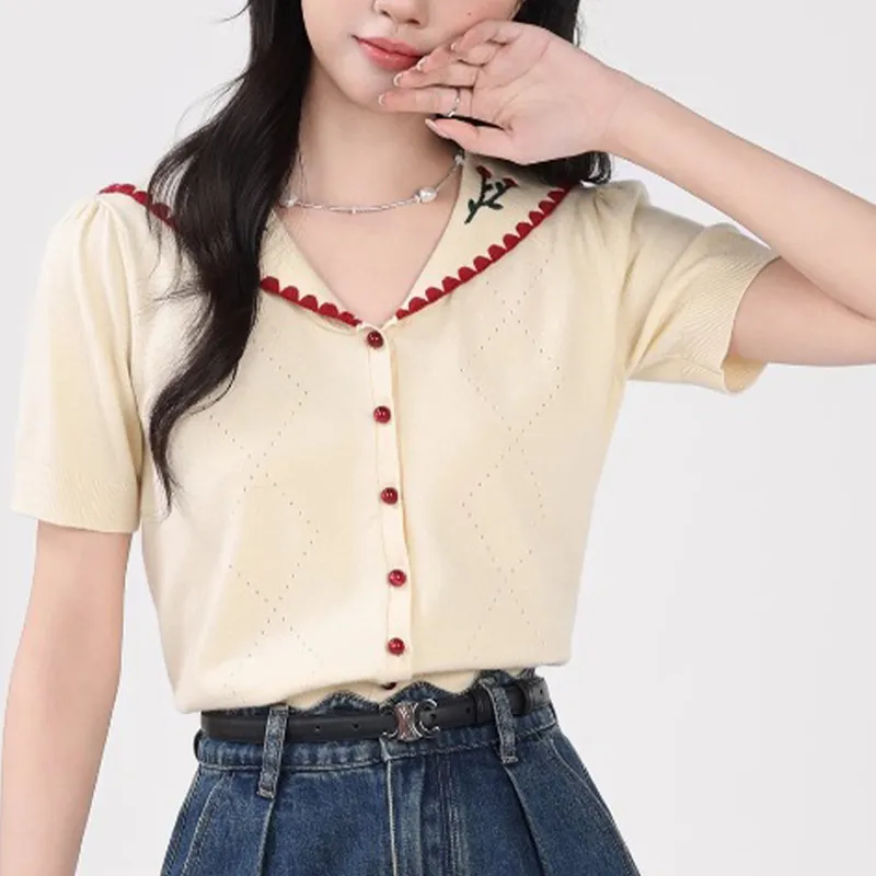 / T Shirts Women's Apricot+Hair Tie Comes With-4