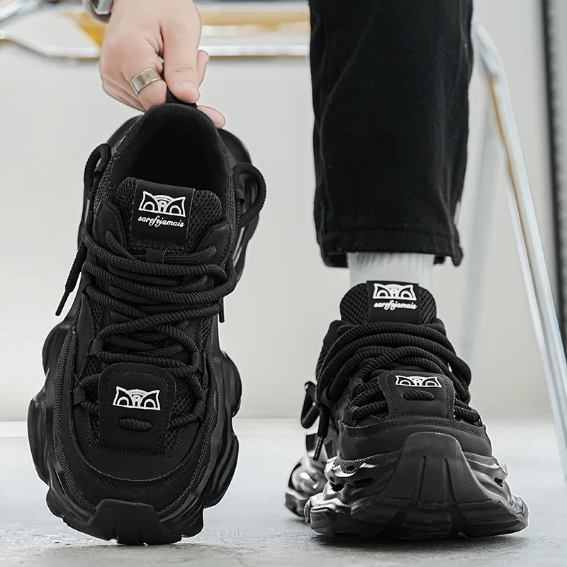 Kung Fu Partners Cushioning, Breathable, Impact Resistant, Height Increasing Low Top Chunky Sneakers Men's-7