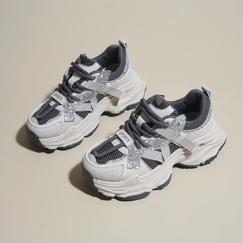 Kung Fu Partners Slip Resistant, Abrasion Resistant, Breathable Low Top Chunky Sneakers Women's-1