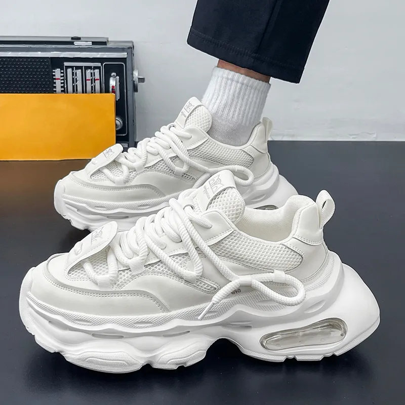 Kung Fu Partners Cushioning, Breathable, Impact Resistant, Height Increasing Low Top Chunky Sneakers Men's-2