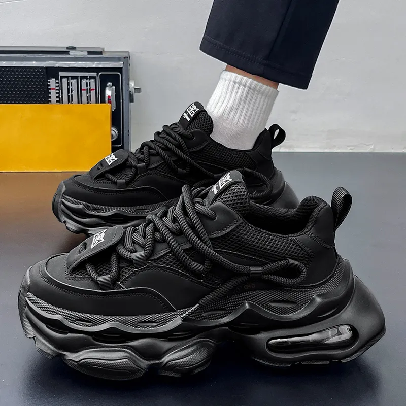 Kung Fu Partners Cushioning, Breathable, Impact Resistant, Height Increasing Low Top Chunky Sneakers Men's-6