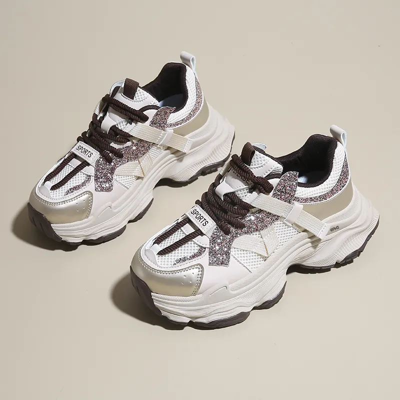 Kung Fu Partners Slip Resistant, Abrasion Resistant, Breathable Low Top Chunky Sneakers Women's-5