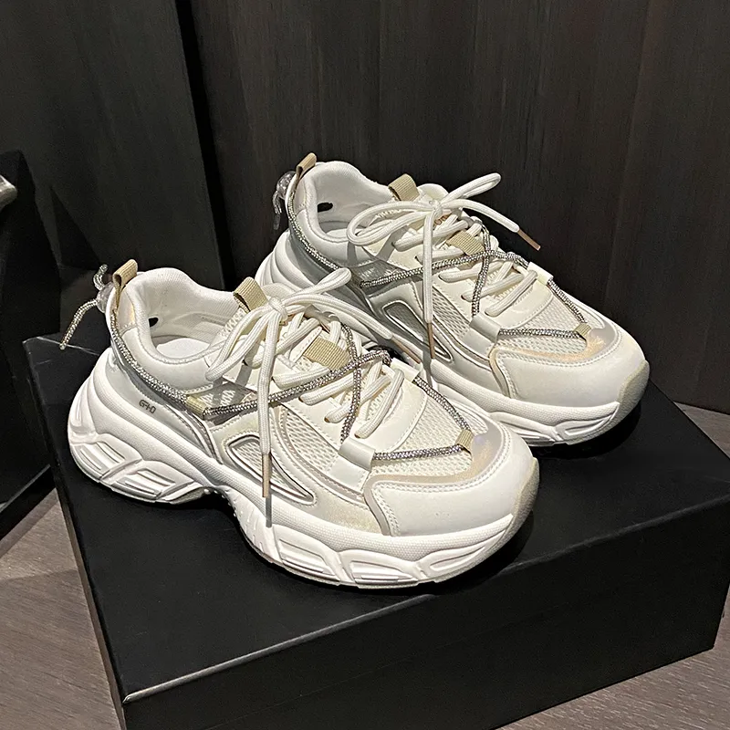 Kung Fu Partners Breathable Height Increase Low Top Chunky Sneakers Women's-5