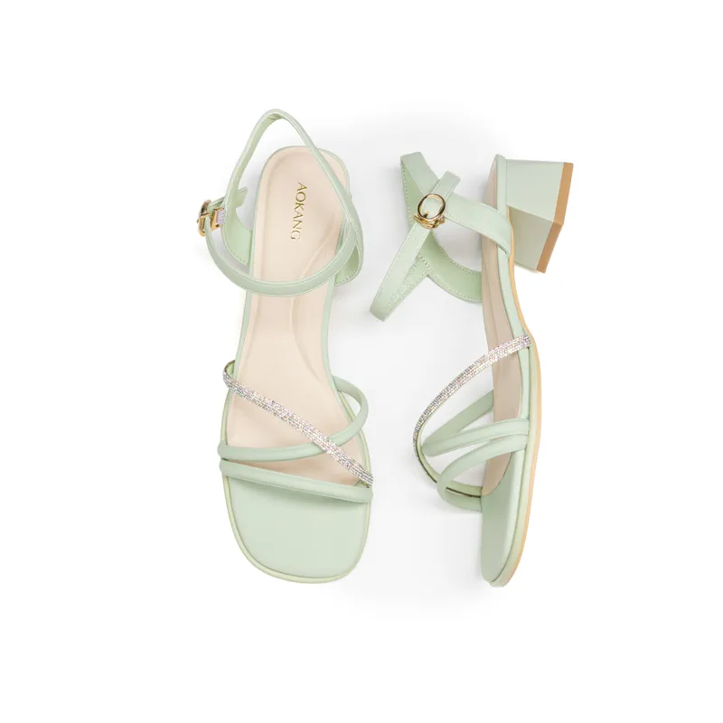 AOKANG One Strap Sandals Women's Green-2