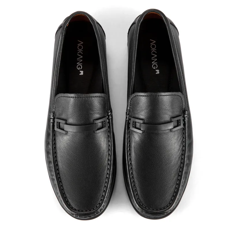 AOKANG Gommino Loafers Men's Black-4