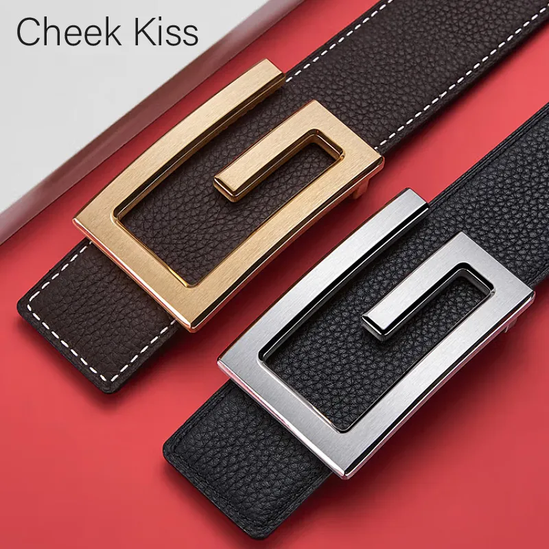 Cheekkiss Top Grain Cow Leather Belts Men's 3.8cm-9