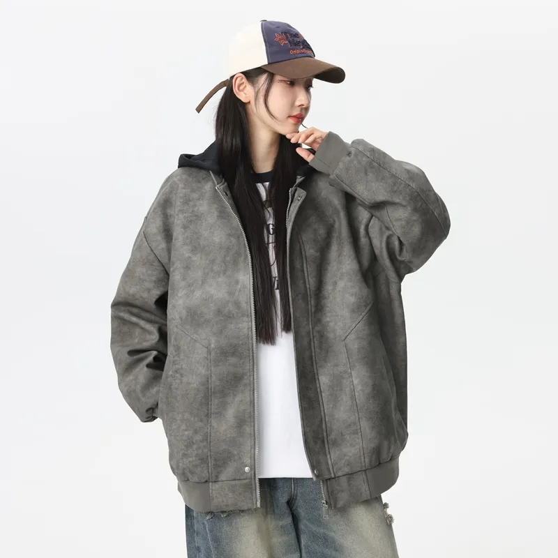 Izex Leather Jacket Unisex Gray-4