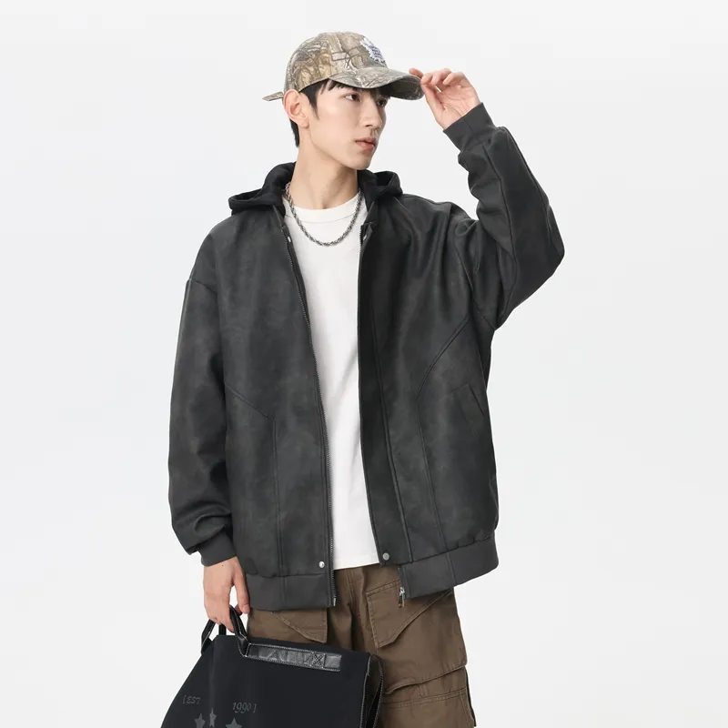 Izex Leather Jacket Unisex Gray-7