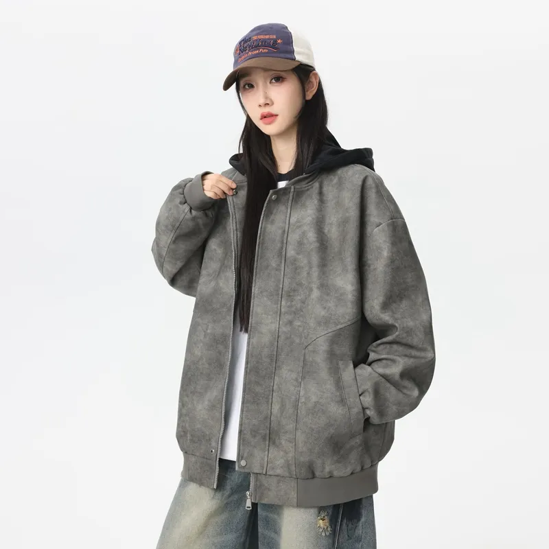 Izex Leather Jacket Unisex Gray-2