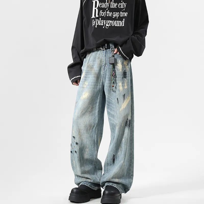 Izex Jeans Unisex Ink Splatter Blue-3