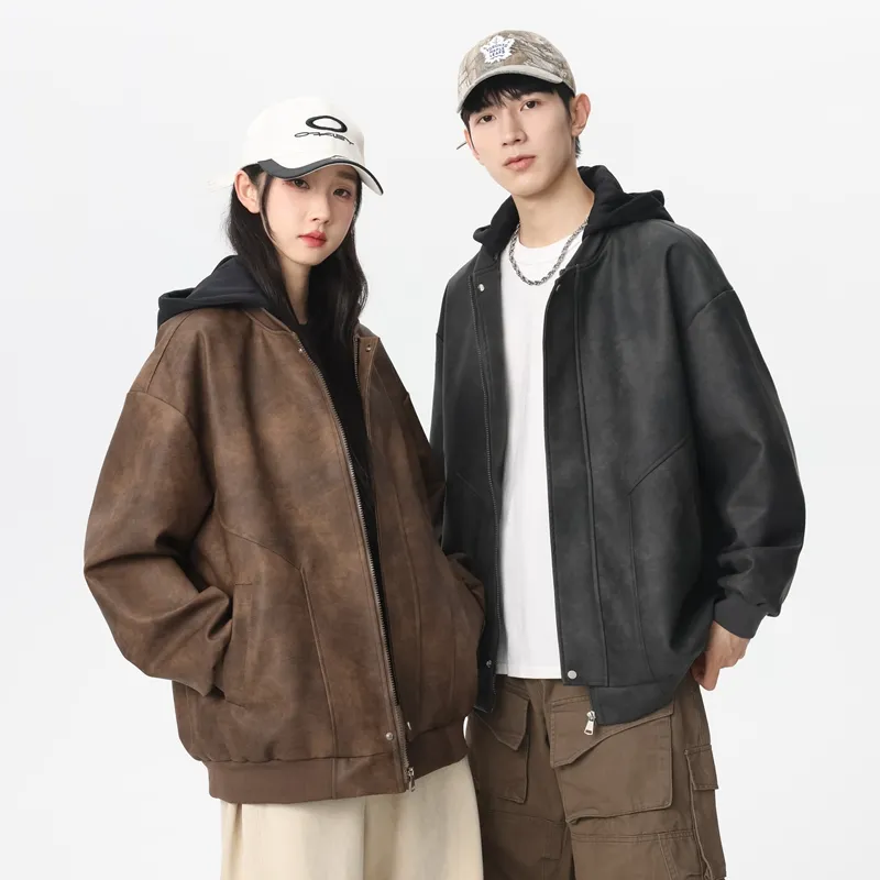 Izex Leather Jacket Unisex Gray-10