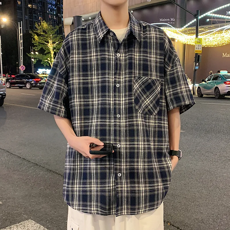 Izexx Shirts Unisex Navy Blue Plaid-2