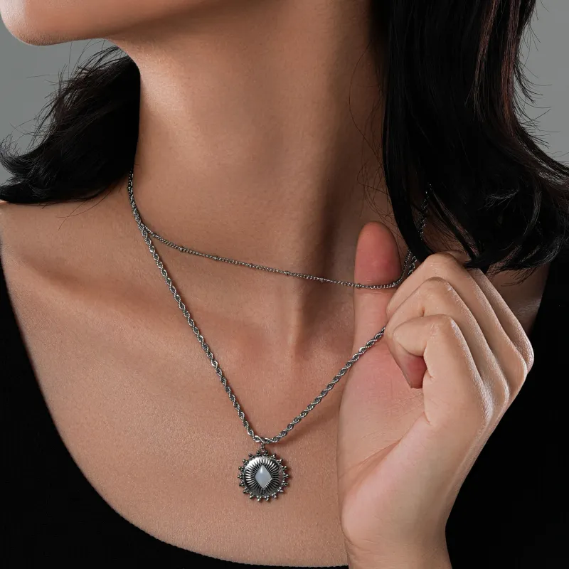 ACIUM Star Moon Design, Mother Of Pearl Material Individual Fashion Trend Necklace Unisex-2
