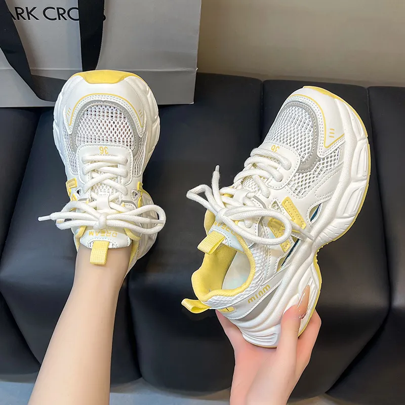 Dragon Dance Breathable Height Increase Low Top Chunky Sneakers Women's-7