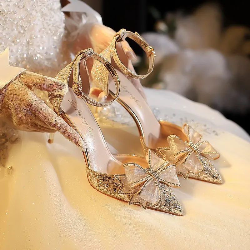 Dragon Dance Slim Heel High Heels Women's Champagne-13