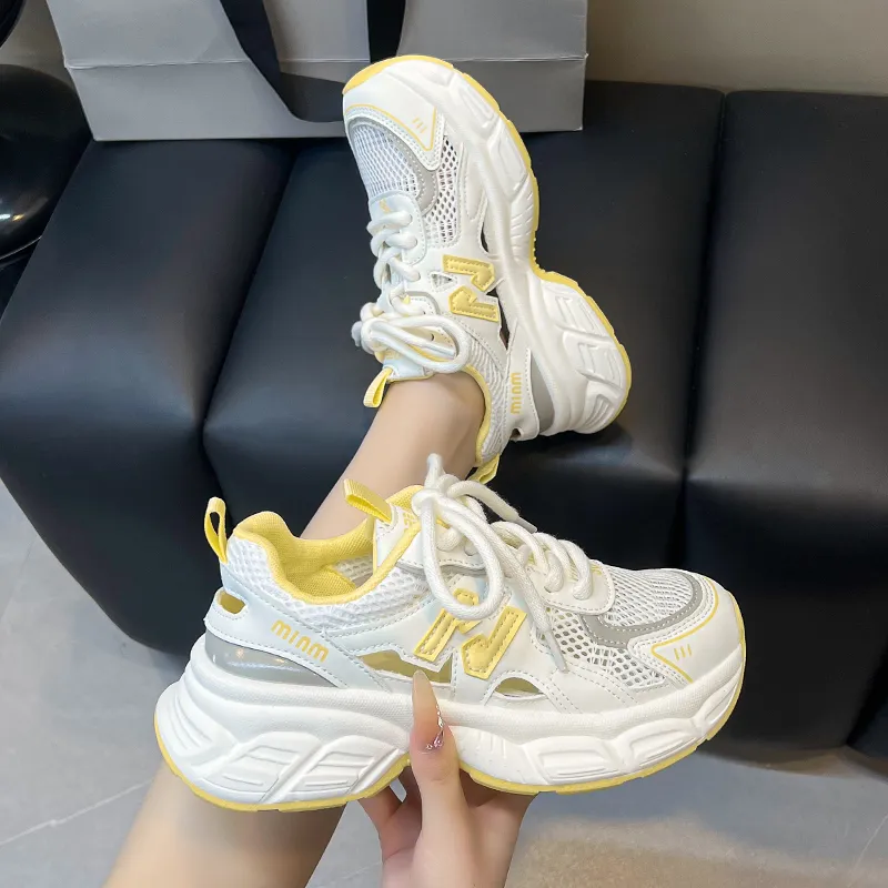 Dragon Dance Breathable Height Increase Low Top Chunky Sneakers Women's-8