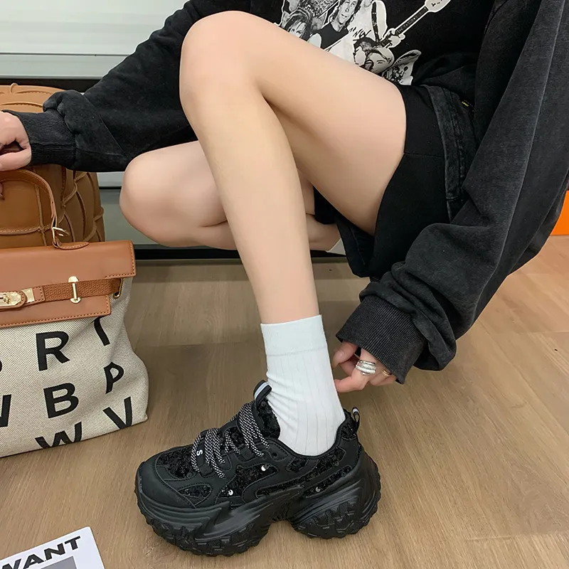 Dragon Dance Height Increasing Breathable Low Top Chunky Sneakers Women's-16