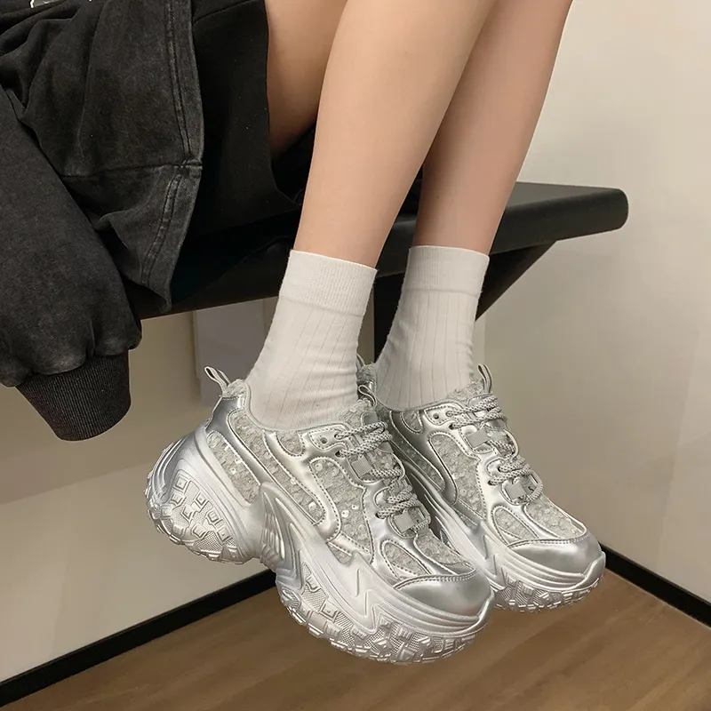 Dragon Dance Height Increasing Breathable Low Top Chunky Sneakers Women's-11