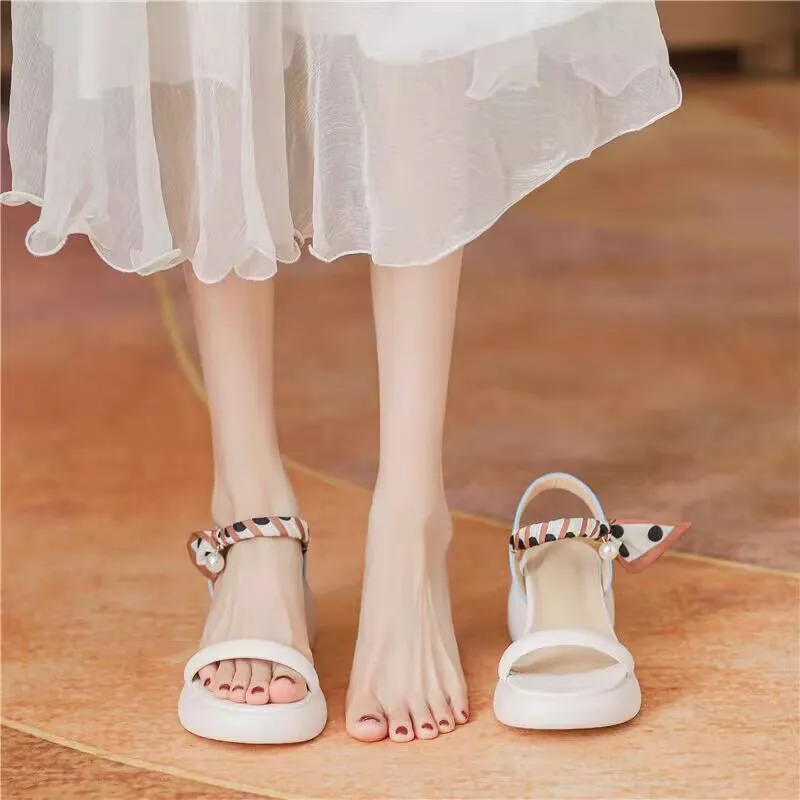 Dragon Dance One Strap Sandals Women's White-4