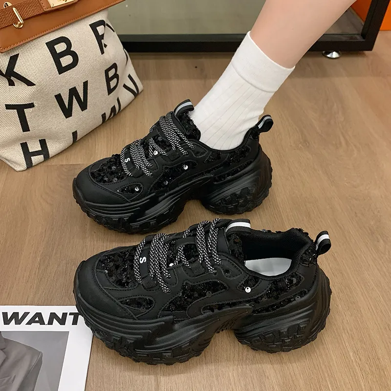 Dragon Dance Height Increasing Breathable Low Top Chunky Sneakers Women's-17