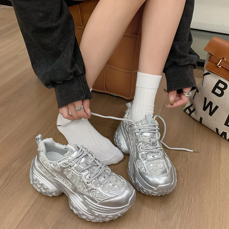 Dragon Dance Height Increasing Breathable Low Top Chunky Sneakers Women's-9