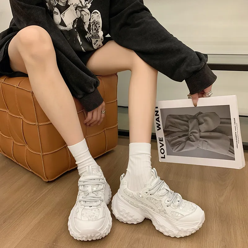 Dragon Dance Height Increasing Breathable Low Top Chunky Sneakers Women's-4