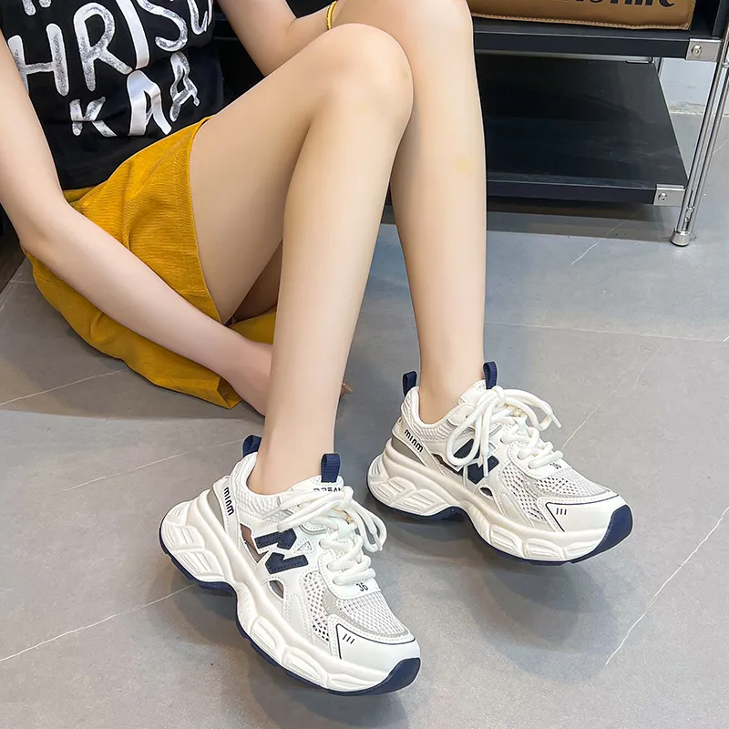 Dragon Dance Breathable Height Increase Low Top Chunky Sneakers Women's-1