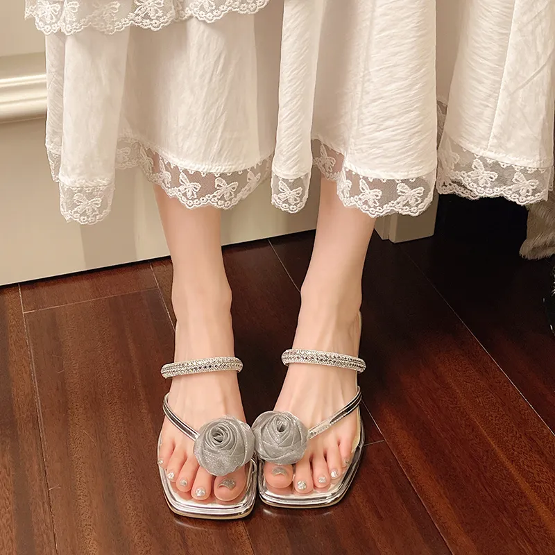 Dragon Dance Rubber Sole Rhinestone Slip Resistant Quick Dry Flip Flops Women's-3