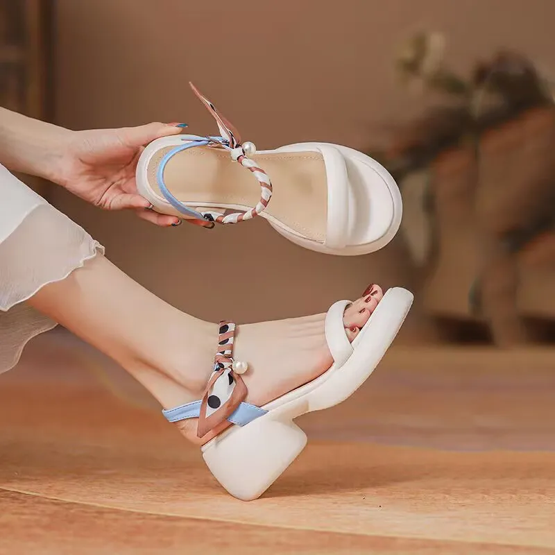 Dragon Dance One Strap Sandals Women's White-2