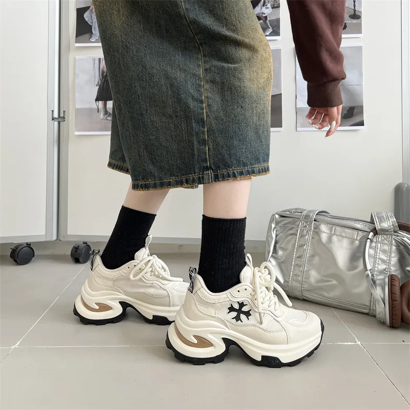 Dragon Dance Breathable Lightweight Height Increasing Low Top Chunky Sneakers Women's-10