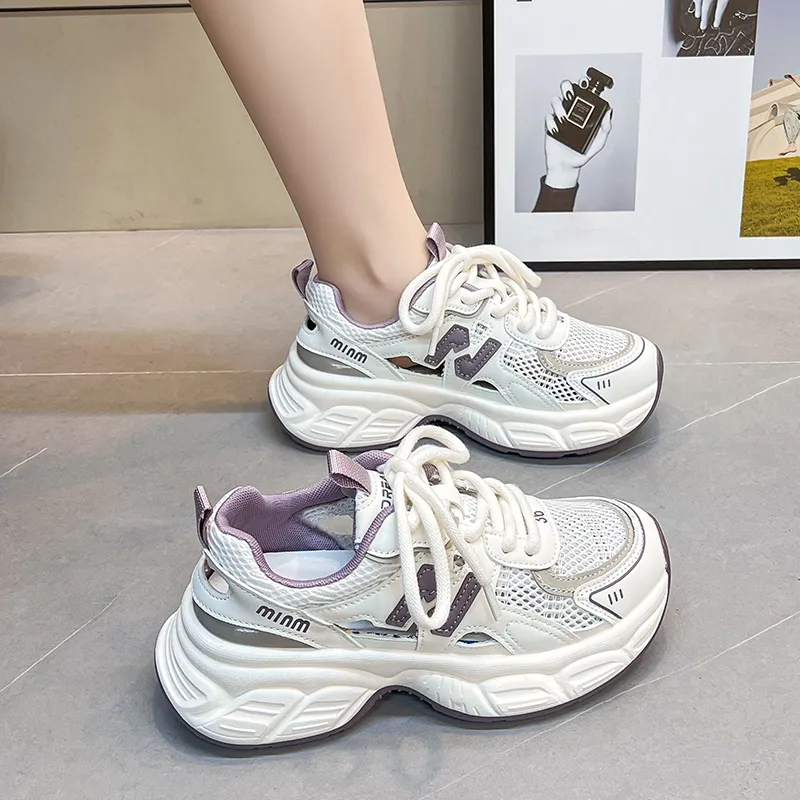 Dragon Dance Breathable Height Increase Low Top Chunky Sneakers Women's-11