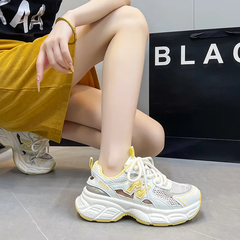 Dragon Dance Breathable Height Increase Low Top Chunky Sneakers Women's-9