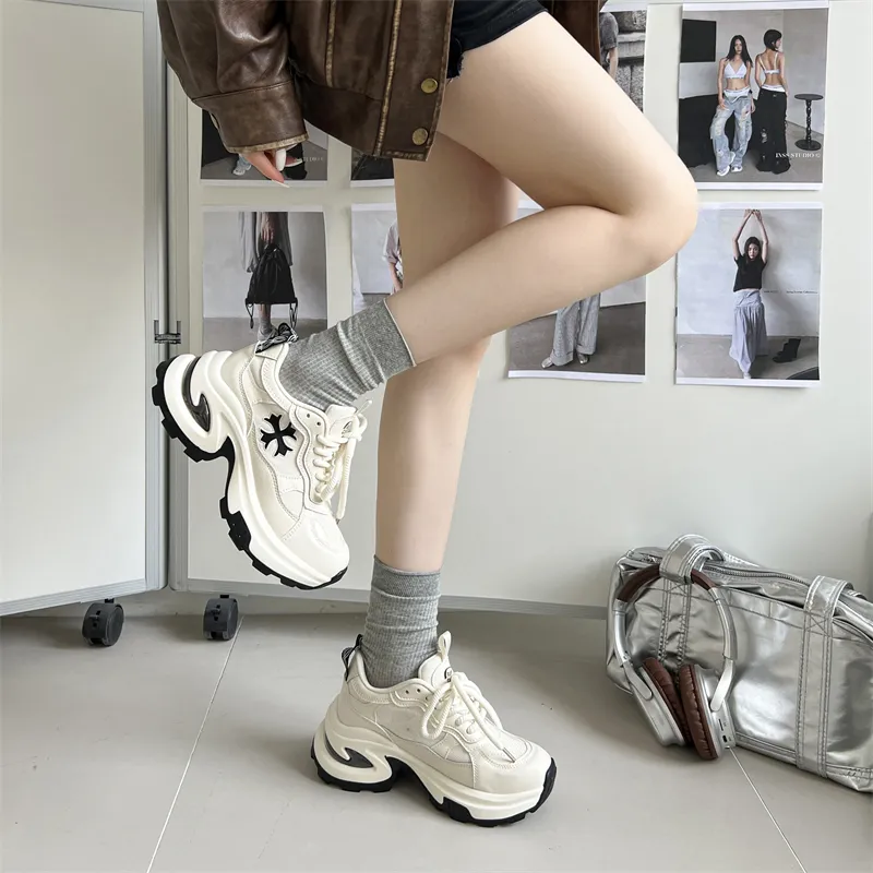 Dragon Dance Breathable Lightweight Height Increasing Low Top Chunky Sneakers Women's-5
