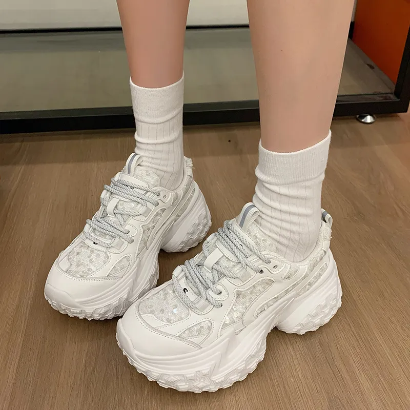 Dragon Dance Height Increasing Breathable Low Top Chunky Sneakers Women's-1
