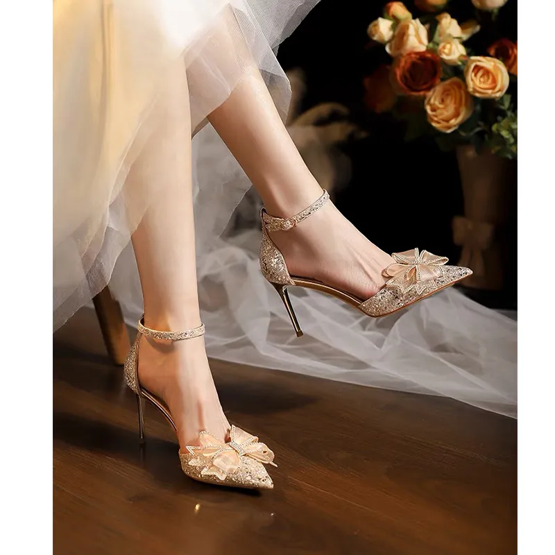 Dragon Dance Slim Heel High Heels Women's Champagne-10